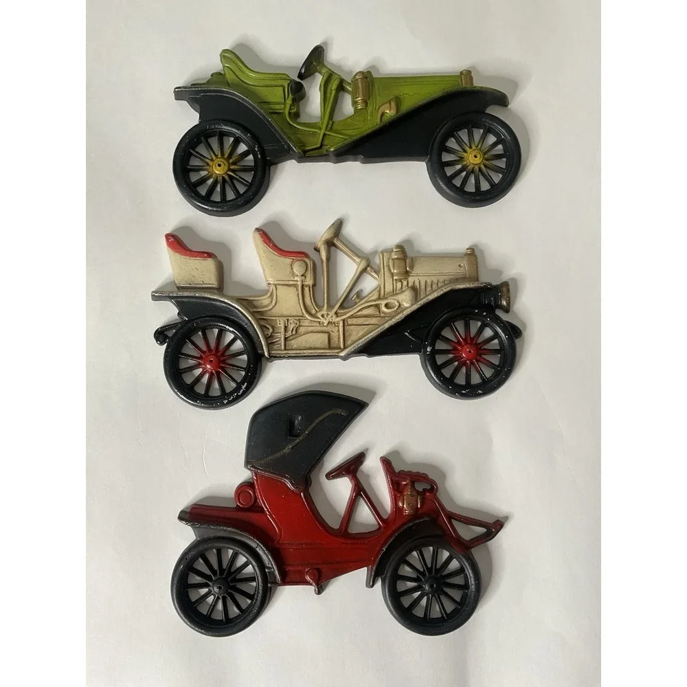 Vintage Midwest Cast Metal Antique Cars Wall Decor Set‎ Of 3